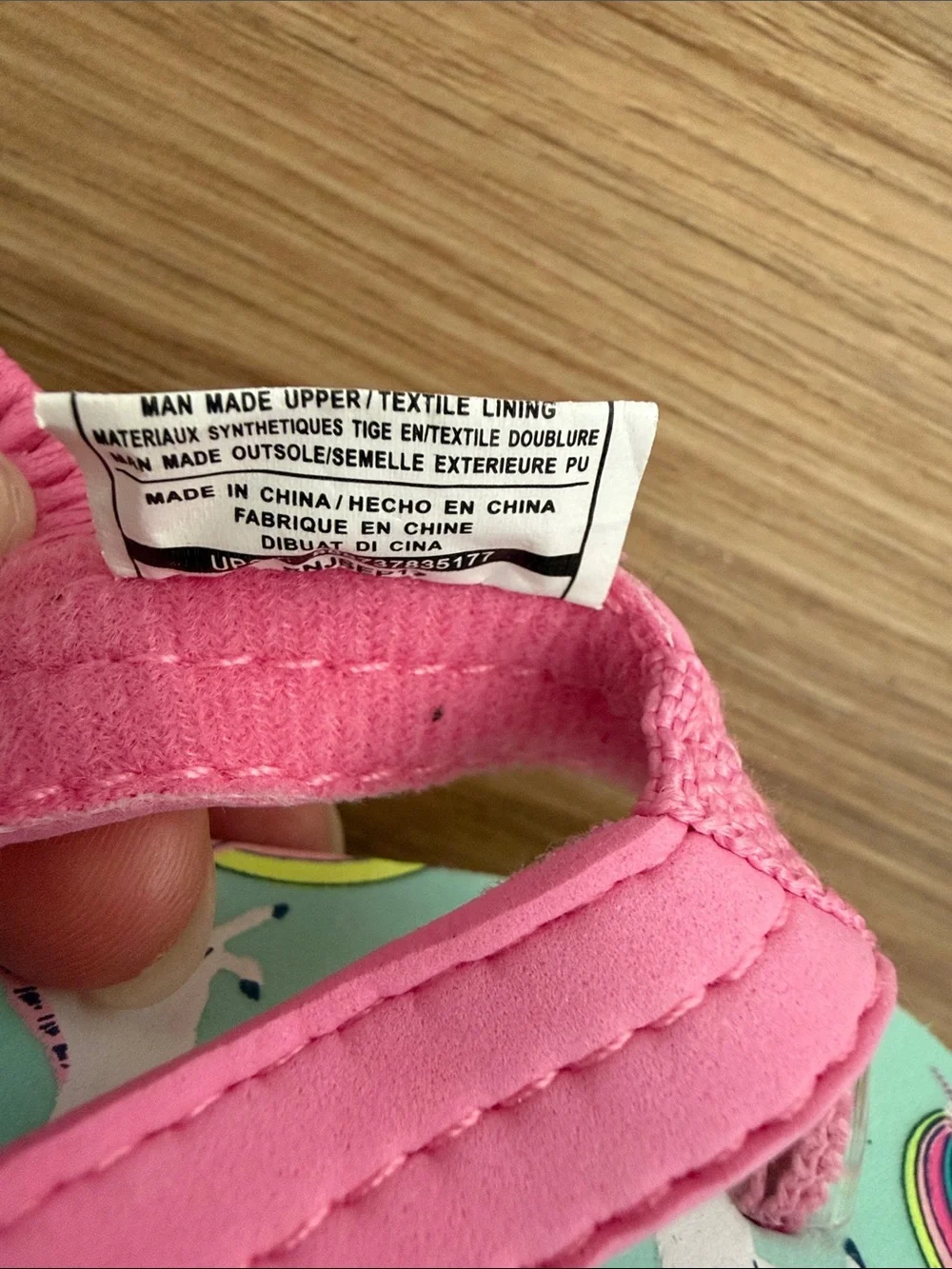 Carter's Pink Strap Toddler Flip Flops with Mint Unicorn Print